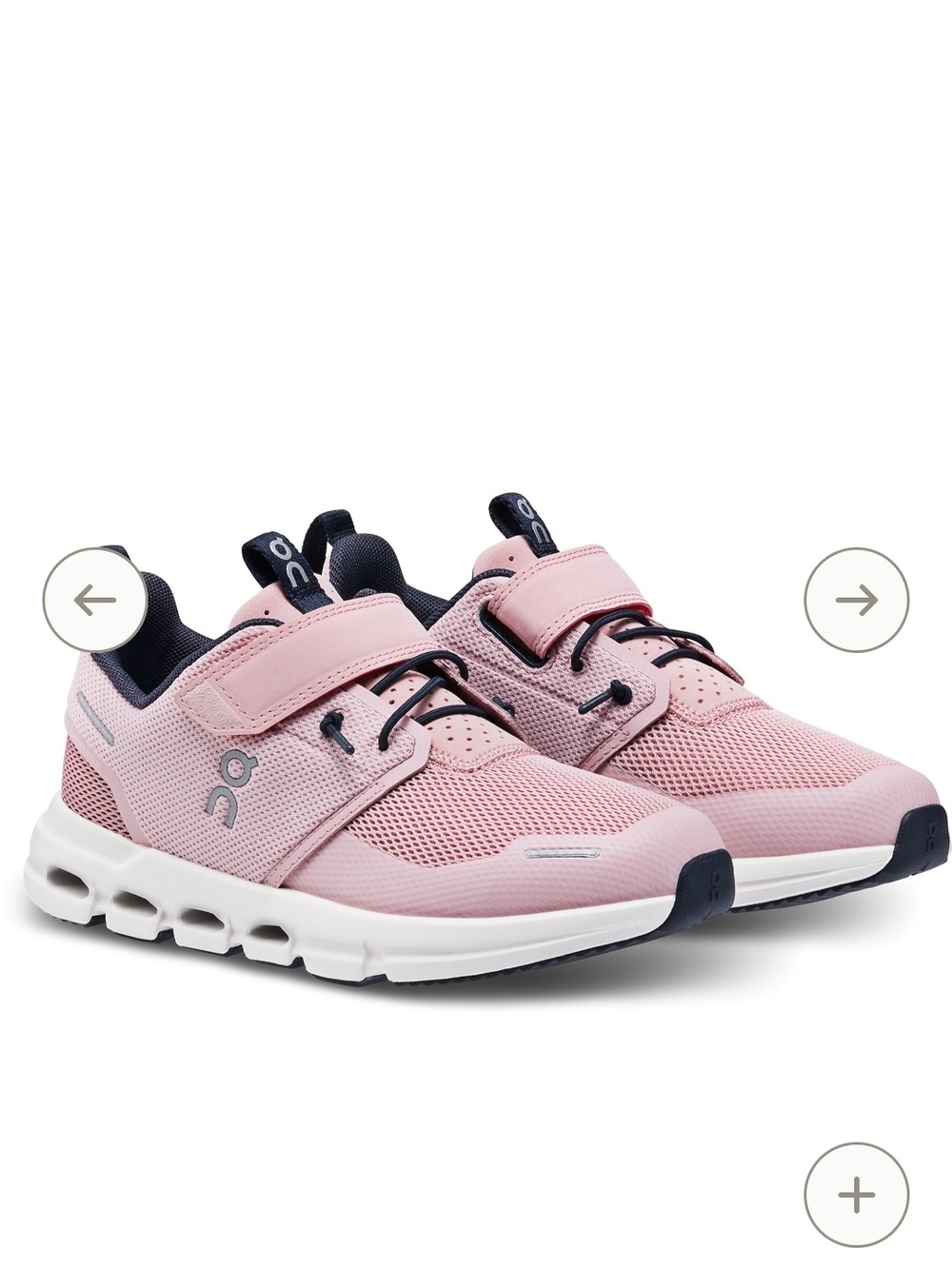 On Running Kids Cloudfoam Sneaker in Pink with Navy Accents